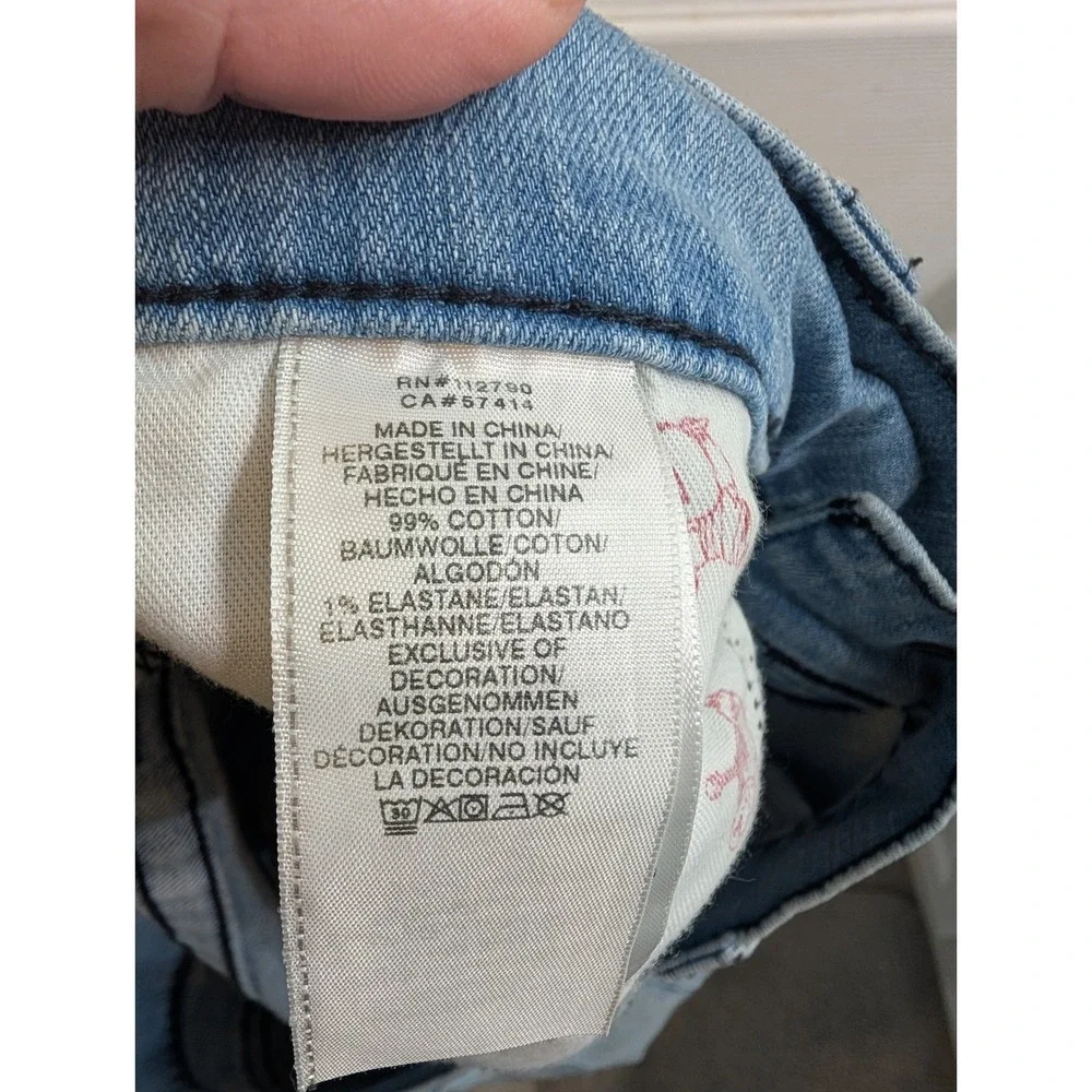 True Religion Men's Light Wash Moto Jeans Distressed Designer‎ Denim - Size 40